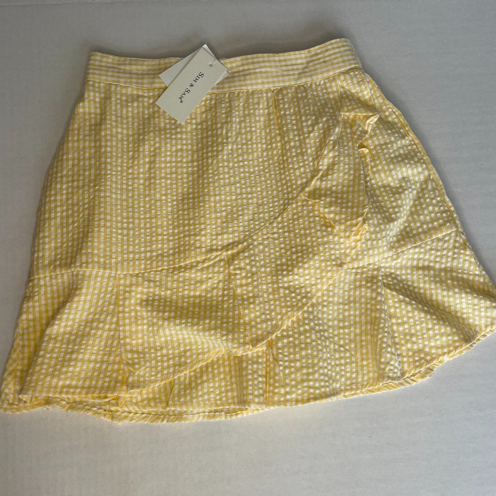 NEW Yellow Gingham Skirt Size Small